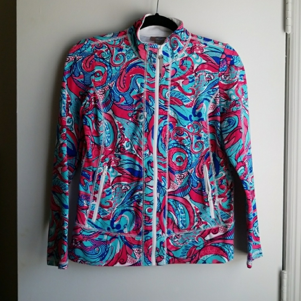 Talbots Printed Zip Up Sweatshirt